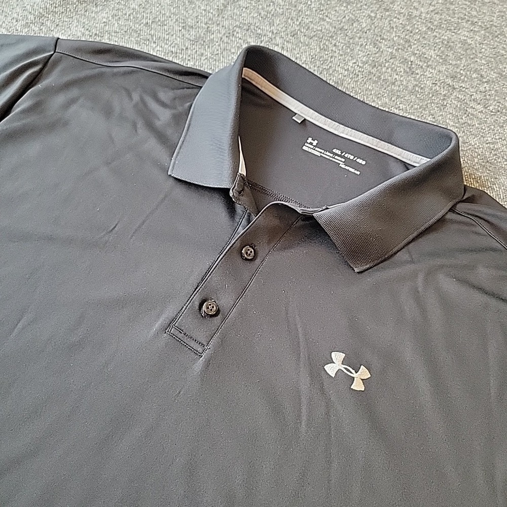Under Armour Polo Shirt Men's 4XL Black HeatGear Loose Golf Performance Athletic